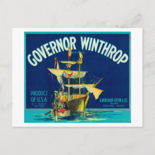 Gouverneur Winthrop Apple Label (blauw) - Yakima, Briefkaart