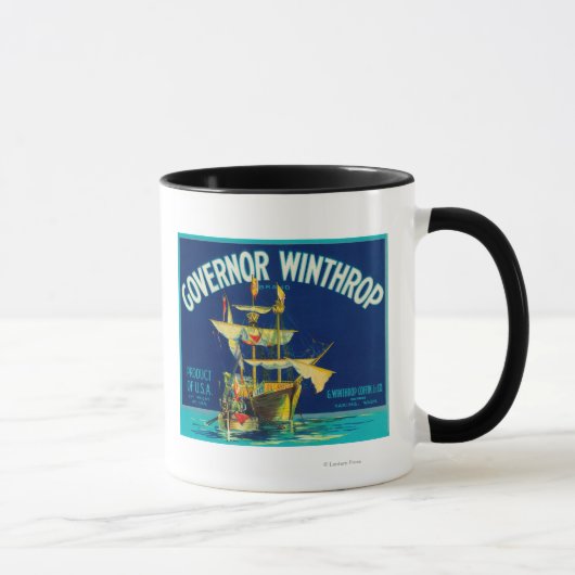 Gouverneur Winthrop Apple Label (blauw) - Yakima,  Mok (Rechts)