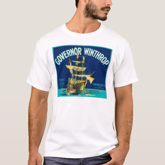 Gouverneur Winthrop Apple Label (blauw) - Yakima,  T-shirt (Voorkant)