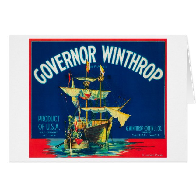 Gouverneur Winthrop Apple Label (rood) - Yakima, W (Voorkant Horizontaal)