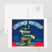 Gouverneur Winthrop Apple Label (rood) - Yakima, W Briefkaart (Voorkant / Achterkant)