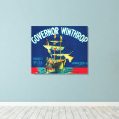 Gouverneur Winthrop Apple Label (rood) - Yakima, W Canvas Afdruk (Insitu (Houten vloer))