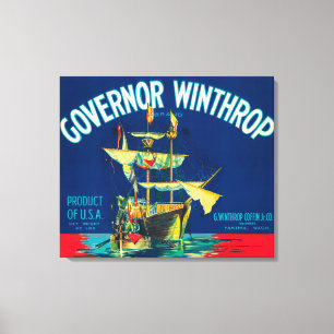 Gouverneur Winthrop Apple Label (rood) - Yakima, W Canvas Afdruk