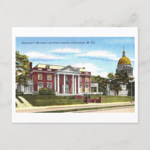 Gouverneur's Mansion and Capitol in Charleston, W. Briefkaart