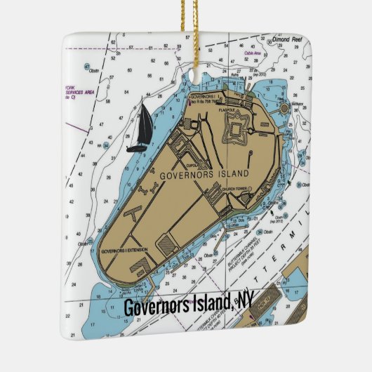 Gouverneurs NY Nautical Chart Keramisch Ornament (Rechts)