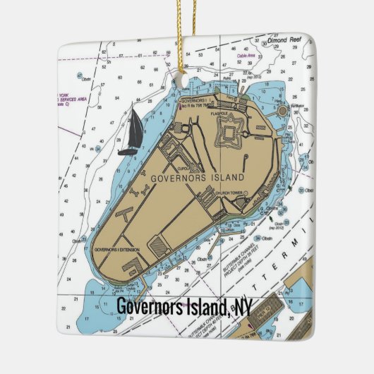 Gouverneurs NY Nautical Chart Keramisch Ornament (Links)