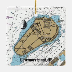 Gouverneurs NY Nautical Chart Keramisch Ornament
