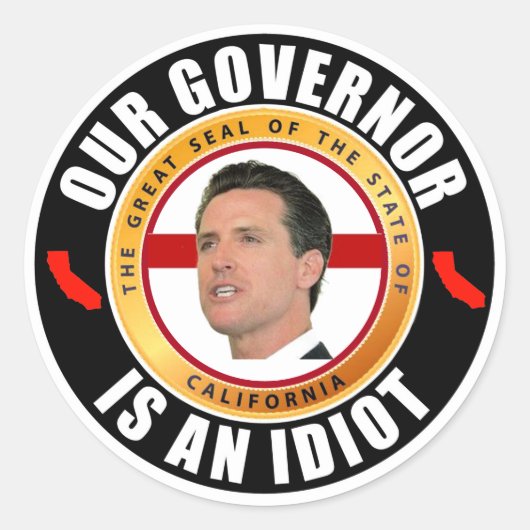 Gov. Newsome is een idioot Classic Ronde Sticker (Voorkant)
