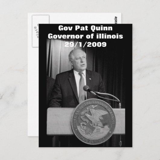 Gov Pat Quinn (Gouverneur van illinois) Briefkaart (Voorkant / Achterkant)