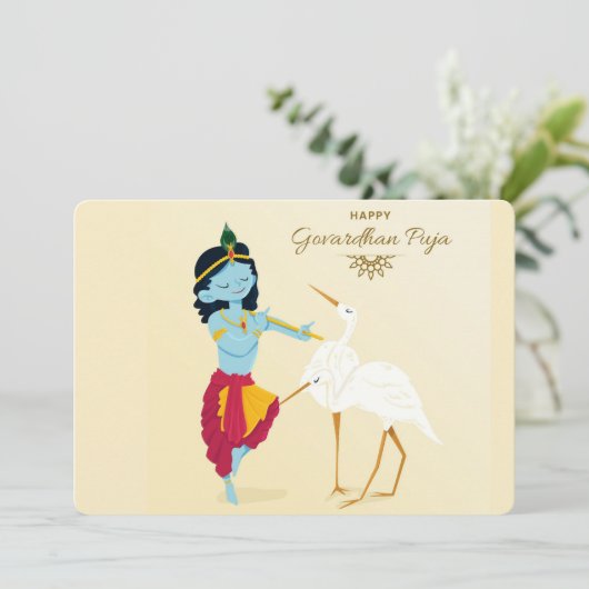Govardhan Puja Feestdagenkaart (Staand voorkant)