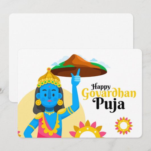 Govardhan Puja Feestdagenkaart (Voorkant / Achterkant)