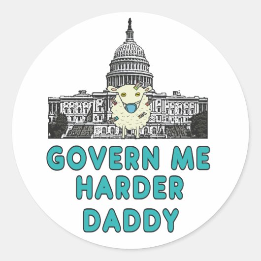 Government Me Harder papa Ronde Sticker (Voorkant)