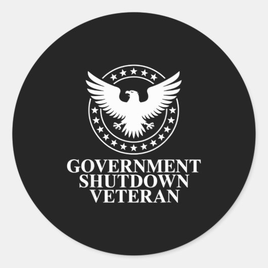 Government Shutdown Veteran Eagle Patriotic Litica Ronde Sticker (Voorkant)