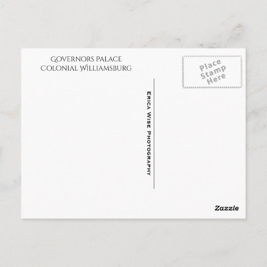 Governors Palace Briefkaart (Achterkant)