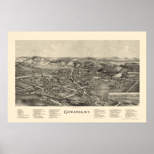 Gowanda, NY Panoramic Map - 1892 Poster (Voorkant)