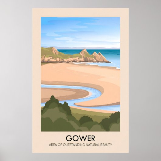 Gower AONB Travel Poster (Voorkant)