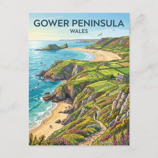 Gower-schiereiland Wales Briefkaart (Voorkant)