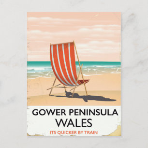 Gower schiereiland Wales vintage reisposter Briefkaart