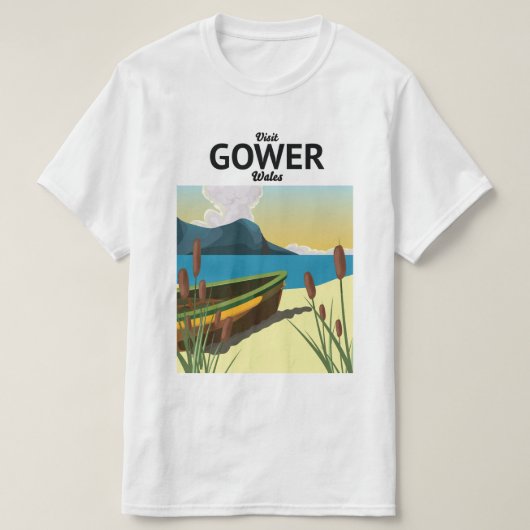 Gower Wales reisposter T-shirt (Design voorkant)