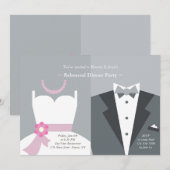 Gown and Tuxedo Gray Background Invitation Kaart (Voorkant / Achterkant)