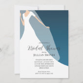 Gown and Veil on Blauwgroen Vrijgezellenfeest Kaart (Voorkant)