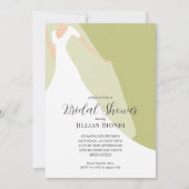 Gown en Veil over het groene Vrijgezellenfeest Kaart (Voorkant)