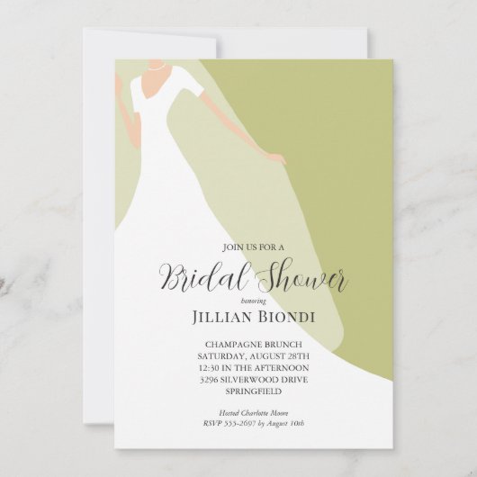 Gown en Veil over het groene Vrijgezellenfeest Kaart (Voorkant)