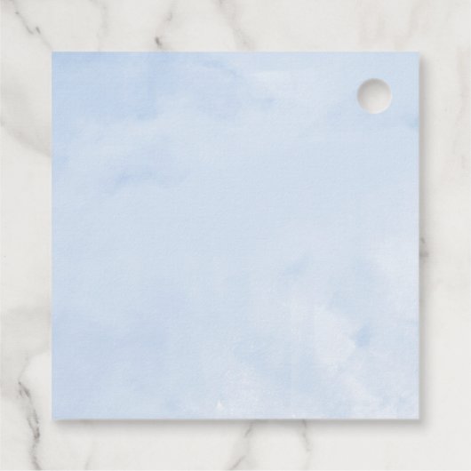 Gown Lichtblauw Bloemen Quinceanera Party Bedankjes Labels (Achterkant)