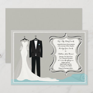 Gown & Tuxedo Wedding of Couples Shower Invitation Kaart