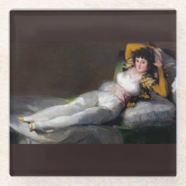 Goya Painting - Clothed Maja - La Maja Vestida Glazen Onderzetter