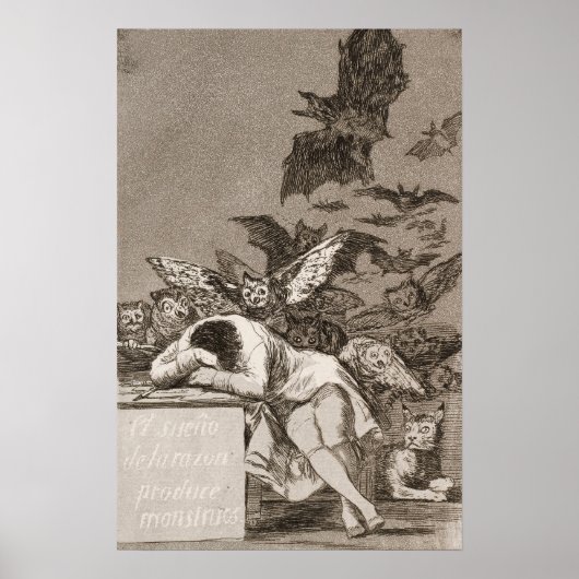 Goya - Slaap der Rede Baart Monsters 1799 Poster (Voorkant)