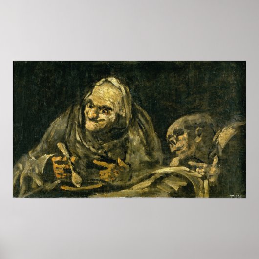 Goya - twee oude Mannen bij maaltijden 1821 Poster (Voorkant)