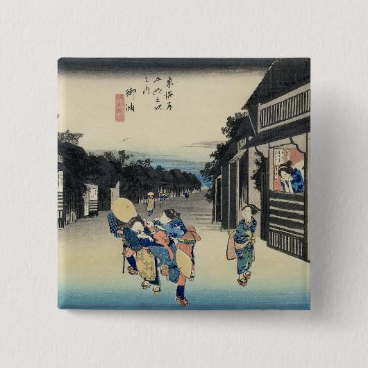 Goyu: Waitresses — Travellers Vierkante Button 5,1 Cm (Voorkant)