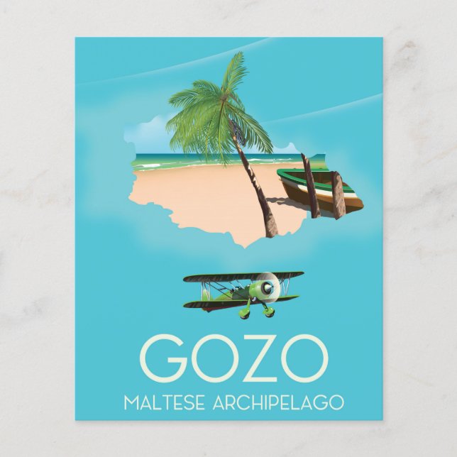 Gozo, de Maltese archipel Map Travel poster. (Voorkant)