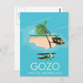Gozo, de Maltese archipel Map Travel poster. Briefkaart (Voorkant / Achterkant)