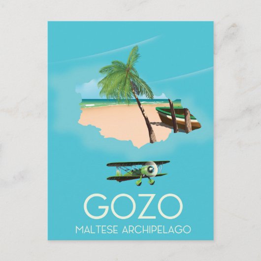 Gozo, de Maltese archipel Map Travel poster. Briefkaart (Voorkant)