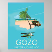 Gozo, de Maltese archipel Map Travel poster. Poster (Voorkant)