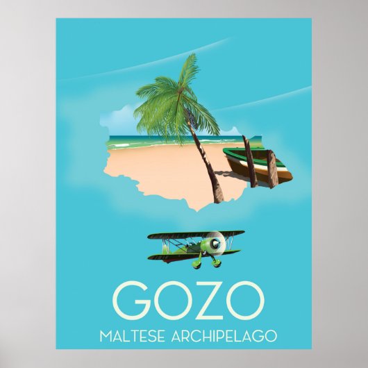 Gozo, de Maltese archipel Map Travel poster. Poster (Voorkant)