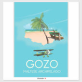 Gozo, de Maltese archipel Map Travel poster. Sticker (Vel)