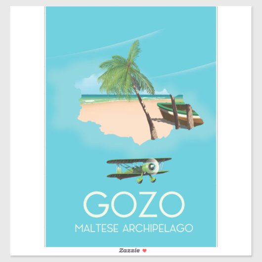 Gozo, de Maltese archipel Map Travel poster. Sticker (Vel)