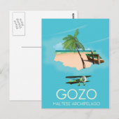 Gozo, Maltees archipel Reiskaart Reisposter. Briefkaart (Voorkant / Achterkant)