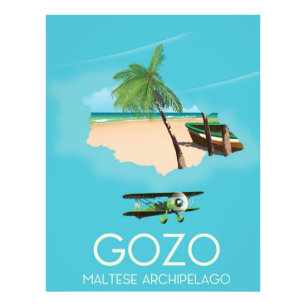 Gozo, Maltees archipel Reiskaart Reisposter. Foto Afdruk