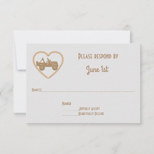 GP Off Road 4X4 & Namen in hart Huwelijksreactie Kaart (Voorkant)