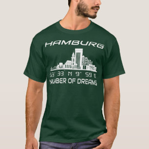 GPS coördinaten City Hamburg Skyline Dream City T-shirt