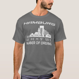GPS coördinaten City Hamburg Skyline Dream City T-shirt