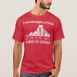 GPS coördinaten City Hamburg Skyline Dream City T-shirt