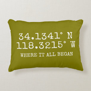 GPS-coördinaten en gepersonaliseerde foto Accent Kussen