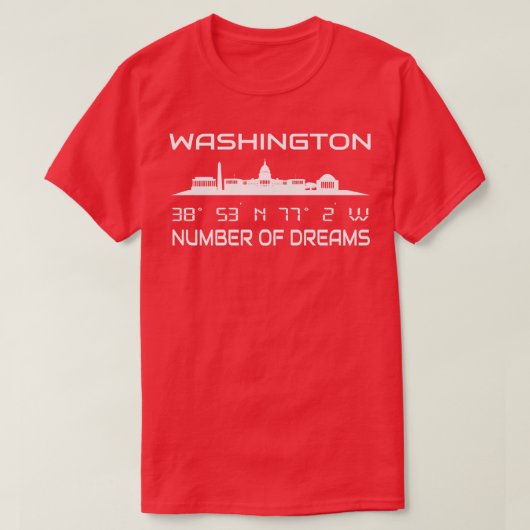 GPS coördinaten Hoofdstad Washington DC Skyline 2 T-shirt (Design voorkant)
