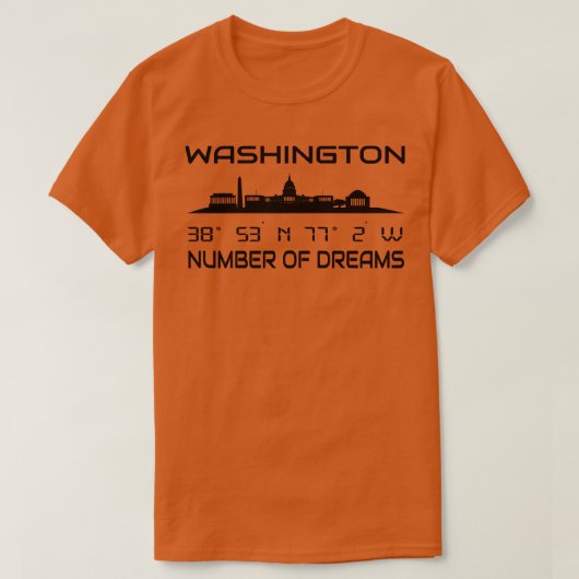 GPS coördinaten hoofdstad Washington DC Skyline T-shirt (Design voorkant)