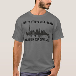 GPS coördinaten Shanghai Skyline Dream City 1 T-shirt